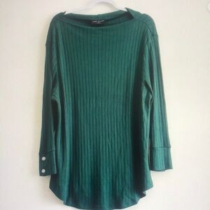 Lane Bryant Emerald Ribbed Long Sleeve Top